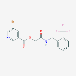 molecular formula C16H12BrF3N2O3 B2604329 2-氧代-2-((2-(三氟甲基)苄基)氨基)乙基 5-溴烟酸盐 CAS No. 1794785-99-1