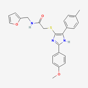 molecular formula C24H23N3O3S B2604330 N-(2-呋喃甲基)-2-{[2-(4-甲氧基苯基)-5-(4-甲基苯基)-1H-咪唑-4-基]硫代}乙酰胺 CAS No. 901233-82-7