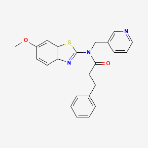 molecular formula C23H21N3O2S B2604336 N-(6-methoxybenzo[d]thiazol-2-yl)-3-phenyl-N-(pyridin-3-ylmethyl)propanamide CAS No. 895012-81-4