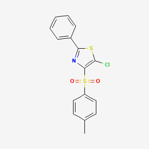 molecular formula C16H12ClNO2S2 B2604343 5-Chloro-2-phenyl-4-tosylthiazole CAS No. 153941-58-3