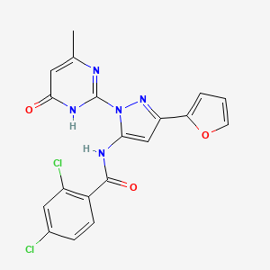 2,4-dichloro-N-(3-(furan-2-yl)-1-(4-methyl-6-oxo-1,6-dihydropyrimidin-2-yl)-1H-pyrazol-5-yl)benzamide