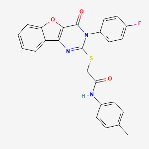 molecular formula C25H18FN3O3S B2604375 2-((3-(4-fluorophenyl)-4-oxo-3,4-dihydrobenzofuro[3,2-d]pyrimidin-2-yl)thio)-N-(p-tolyl)acetamide CAS No. 866896-85-7