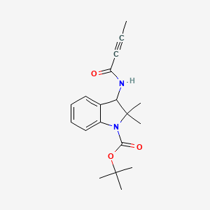 molecular formula C19H24N2O3 B2604377 Tert-butyl 3-(but-2-ynoylamino)-2,2-dimethyl-3H-indole-1-carboxylate CAS No. 2411244-00-1