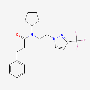 N-cyclopentyl-3-phenyl-N-(2-(3-(trifluoromethyl)-1H-pyrazol-1-yl)ethyl)propanamide
