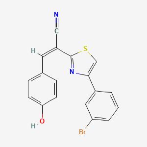 molecular formula C18H11BrN2OS B2604404 (Z)-2-(4-(3-溴苯基)噻唑-2-基)-3-(4-羟基苯基)丙烯腈 CAS No. 476669-38-2