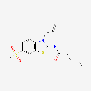 molecular formula C16H20N2O3S2 B2604409 (Z)-N-(3-烯丙基-6-(甲基磺酰基)苯并[d]噻唑-2(3H)-亚甲基)戊酰胺 CAS No. 865175-67-3