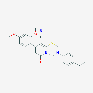 8-(2,4-dimethoxyphenyl)-3-(4-ethylphenyl)-6-oxo-3,4,7,8-tetrahydro-2H,6H-pyrido[2,1-b][1,3,5]thiadiazine-9-carbonitrile