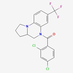molecular formula C19H15Cl2F3N2O B2604415 (2,4-dichlorophenyl)[7-(trifluoromethyl)-2,3,3a,4-tetrahydropyrrolo[1,2-a]quinoxalin-5(1H)-yl]methanone CAS No. 861206-93-1