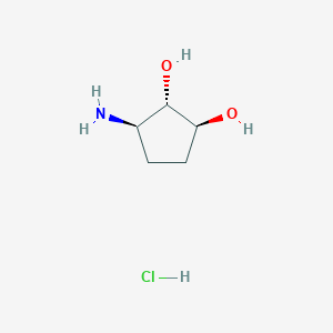 molecular formula C5H12ClNO2 B2604416 rac-(1S,2S,3R)-3-amino-1,2-cyclopentanediol hydrochloride CAS No. 98672-77-6