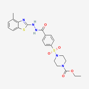 molecular formula C22H25N5O5S2 B2604427 Ethyl 4-((4-(2-(4-methylbenzo[d]thiazol-2-yl)hydrazinecarbonyl)phenyl)sulfonyl)piperazine-1-carboxylate CAS No. 851978-03-5