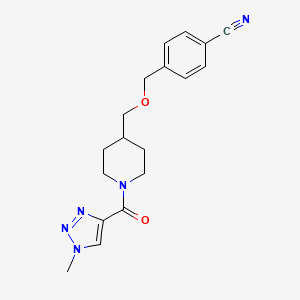 molecular formula C18H21N5O2 B2604429 4-(((1-(1-甲基-1H-1,2,3-三唑-4-羰基)哌啶-4-基)甲氧基)甲基)苯甲腈 CAS No. 1795483-32-7
