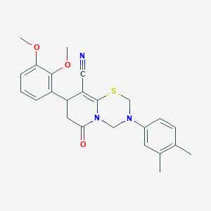 8-(2,3-dimethoxyphenyl)-3-(3,4-dimethylphenyl)-6-oxo-3,4,7,8-tetrahydro-2H,6H-pyrido[2,1-b][1,3,5]thiadiazine-9-carbonitrile