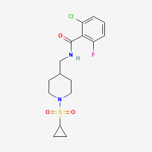 molecular formula C16H20ClFN2O3S B2604471 2-chloro-N-((1-(cyclopropylsulfonyl)piperidin-4-yl)methyl)-6-fluorobenzamide CAS No. 1235079-29-4