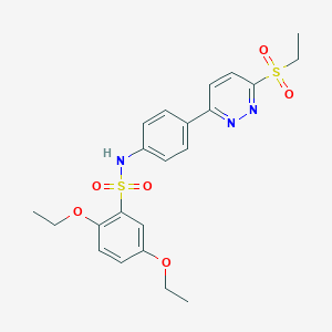 molecular formula C22H25N3O6S2 B2604475 2,5-二乙氧基-N-(4-(6-(乙磺酰基)吡啶-3-基)苯基)苯磺酰胺 CAS No. 921815-99-8