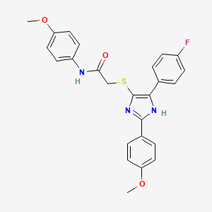 2-{[5-(4-fluorophenyl)-2-(4-methoxyphenyl)-1H-imidazol-4-yl]sulfanyl}-N-(4-methoxyphenyl)acetamide