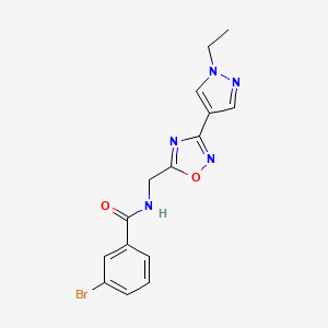 molecular formula C15H14BrN5O2 B2604495 3-溴-N-((3-(1-乙基-1H-吡唑-4-基)-1,2,4-恶二唑-5-基)甲基)苯甲酰胺 CAS No. 2034228-79-8