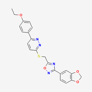 molecular formula C22H18N4O4S B2604502 3-({[3-(1,3-Benzodioxol-5-yl)-1,2,4-oxadiazol-5-yl]methyl}thio)-6-(4-ethoxyphenyl)pyridazine CAS No. 1111420-14-4