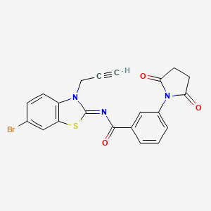 molecular formula C21H14BrN3O3S B2604510 (Z)-N-(6-bromo-3-(prop-2-yn-1-yl)benzo[d]thiazol-2(3H)-ylidene)-3-(2,5-dioxopyrrolidin-1-yl)benzamide CAS No. 865181-36-8