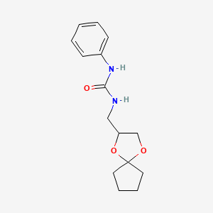 molecular formula C15H20N2O3 B2604517 1-(1,4-Dioxaspiro[4.4]nonan-2-ylmethyl)-3-phenylurea CAS No. 899733-86-9