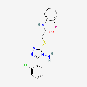 molecular formula C16H13ClFN5OS B2604529 2-{[4-amino-5-(2-chlorophenyl)-4H-1,2,4-triazol-3-yl]sulfanyl}-N-(2-fluorophenyl)acetamide CAS No. 577988-07-9