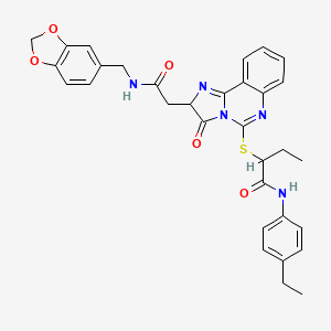 2-[[2-[2-(1,3-benzodioxol-5-ylmethylamino)-2-oxoethyl]-3-oxo-2H-imidazo[1,2-c]quinazolin-5-yl]sulfanyl]-N-(4-ethylphenyl)butanamide
