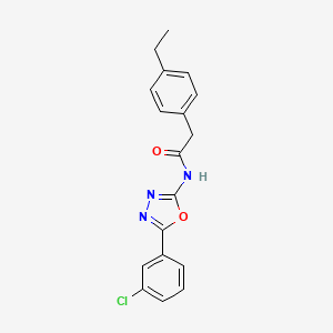 molecular formula C18H16ClN3O2 B2604556 N-[5-(3-chlorophenyl)-1,3,4-oxadiazol-2-yl]-2-(4-ethylphenyl)acetamide CAS No. 952865-17-7
