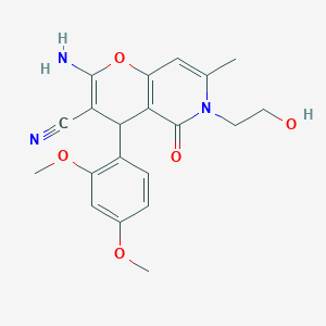 2-amino-4-(2,4-dimethoxyphenyl)-6-(2-hydroxyethyl)-7-methyl-5-oxo-5,6-dihydro-4H-pyrano[3,2-c]pyridine-3-carbonitrile