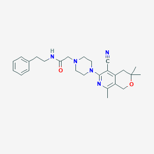 molecular formula C26H33N5O2 B260456 2-[4-(5-cyano-3,3,8-trimethyl-3,4-dihydro-1H-pyrano[3,4-c]pyridin-6-yl)-1-piperazinyl]-N-(2-phenylethyl)acetamide 