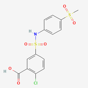 molecular formula C14H12ClNO6S2 B2604572 2-chloro-5-[(4-methylsulfonylphenyl)sulfamoyl]benzoic Acid CAS No. 327079-55-0