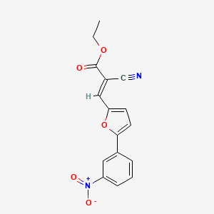 molecular formula C16H12N2O5 B2604573 (E)-ethyl 2-cyano-3-(5-(3-nitrophenyl)furan-2-yl)acrylate CAS No. 301350-09-4