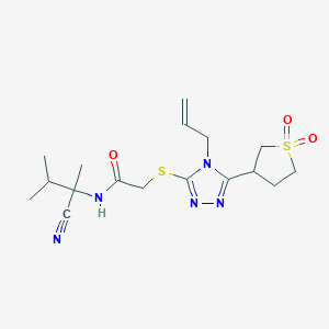 N-(2-Cyano-3-methylbutan-2-yl)-2-[[5-(1,1-dioxothiolan-3-yl)-4-prop-2-enyl-1,2,4-triazol-3-yl]sulfanyl]acetamide