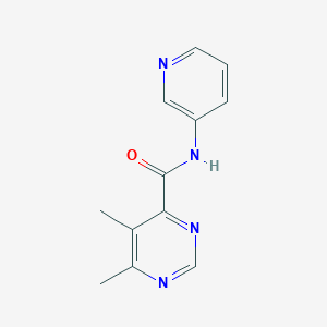 molecular formula C12H12N4O B2604597 5,6-Dimethyl-N-pyridin-3-ylpyrimidine-4-carboxamide CAS No. 1365639-34-4