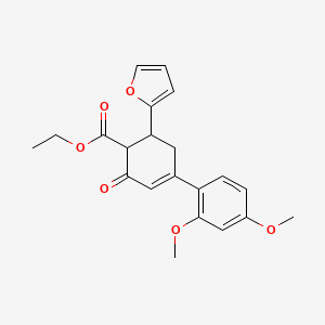 molecular formula C21H22O6 B2604601 Ethyl 4-(2,4-dimethoxyphenyl)-6-(furan-2-yl)-2-oxocyclohex-3-ene-1-carboxylate CAS No. 1798443-39-6