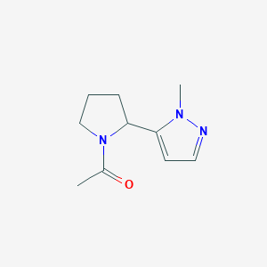 molecular formula C10H15N3O B2604603 1-[2-(2-Methylpyrazol-3-yl)pyrrolidin-1-yl]ethanone CAS No. 2248285-12-1