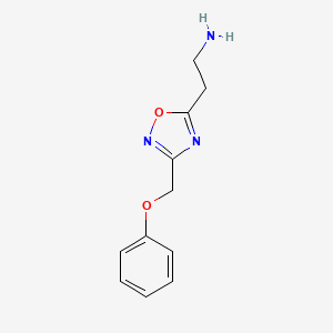 molecular formula C11H14ClN3O2 B2604605 2-[3-(Phenoxymethyl)-1,2,4-oxadiazol-5-yl]ethanamine CAS No. 1435804-87-7
