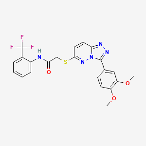 molecular formula C22H18F3N5O3S B2604609 2-((3-(3,4-dimethoxyphenyl)-[1,2,4]triazolo[4,3-b]pyridazin-6-yl)thio)-N-(2-(trifluoromethyl)phenyl)acetamide CAS No. 852437-62-8