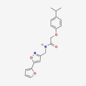 molecular formula C19H20N2O4 B2604611 N-((5-(呋喃-2-基)异噁唑-3-基)甲基)-2-(4-异丙基苯氧基)乙酰胺 CAS No. 1105241-45-9