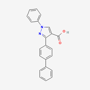 molecular formula C22H16N2O2 B2604614 1-phenyl-3-(4-phenylphenyl)-1H-pyrazole-4-carboxylic acid CAS No. 371776-57-7