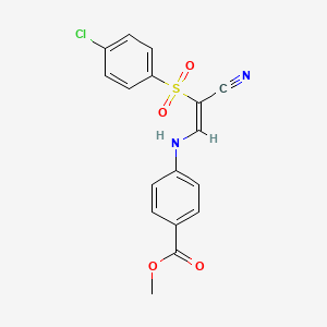 molecular formula C17H13ClN2O4S B2604616 (Z)-methyl 4-((2-((4-chlorophenyl)sulfonyl)-2-cyanovinyl)amino)benzoate CAS No. 885188-79-4