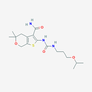 5,5-dimethyl-2-({[3-(propan-2-yloxy)propyl]carbamoyl}amino)-4,7-dihydro-5H-thieno[2,3-c]pyran-3-carboxamide