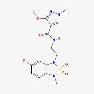 molecular formula C15H18FN5O4S B2604622 N-(2-(6-fluoro-3-methyl-2,2-dioxidobenzo[c][1,2,5]thiadiazol-1(3H)-yl)ethyl)-3-methoxy-1-methyl-1H-pyrazole-4-carboxamide CAS No. 2034453-73-9