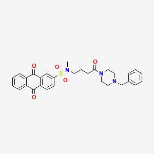 molecular formula C30H31N3O5S B2604623 N-(4-(4-benzylpiperazin-1-yl)-4-oxobutyl)-N-methyl-9,10-dioxo-9,10-dihydroanthracene-2-sulfonamide CAS No. 923172-18-3
