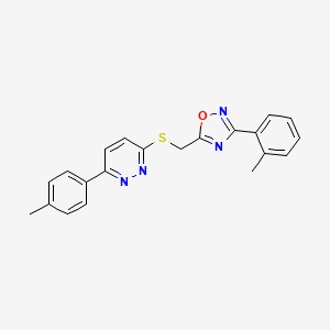 molecular formula C21H18N4OS B2604625 3-(4-Methylphenyl)-6-({[3-(2-methylphenyl)-1,2,4-oxadiazol-5-yl]methyl}sulfanyl)pyridazine CAS No. 1111316-43-8