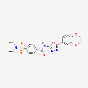 molecular formula C21H22N4O6S B2604626 4-(diethylsulfamoyl)-N-[5-(2,3-dihydro-1,4-benzodioxin-6-yl)-1,3,4-oxadiazol-2-yl]benzamide CAS No. 851094-45-6