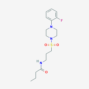 molecular formula C17H26FN3O3S B2604631 N-(3-((4-(2-fluorophenyl)piperazin-1-yl)sulfonyl)propyl)butyramide CAS No. 1020981-53-6