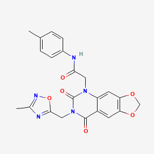 molecular formula C22H19N5O6 B2604636 2-(7-((3-methyl-1,2,4-oxadiazol-5-yl)methyl)-6,8-dioxo-7,8-dihydro-[1,3]dioxolo[4,5-g]quinazolin-5(6H)-yl)-N-(p-tolyl)acetamide CAS No. 959484-47-0