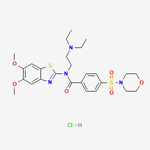 molecular formula C26H35ClN4O6S2 B2604639 N-(2-(diethylamino)ethyl)-N-(5,6-dimethoxybenzo[d]thiazol-2-yl)-4-(morpholinosulfonyl)benzamide hydrochloride CAS No. 1321835-07-7