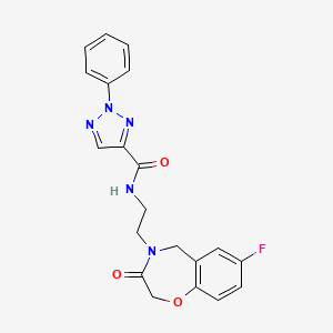 molecular formula C20H18FN5O3 B2604644 N-(2-(7-fluoro-3-oxo-2,3-dihydrobenzo[f][1,4]oxazepin-4(5H)-yl)ethyl)-2-phenyl-2H-1,2,3-triazole-4-carboxamide CAS No. 2034411-11-3