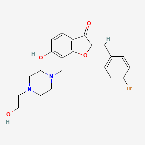 molecular formula C22H23BrN2O4 B2604651 (Z)-2-(4-bromobenzylidene)-6-hydroxy-7-((4-(2-hydroxyethyl)piperazin-1-yl)methyl)benzofuran-3(2H)-one CAS No. 896806-60-3