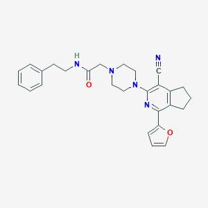 molecular formula C27H29N5O2 B260466 2-{4-[4-cyano-1-(furan-2-yl)-6,7-dihydro-5H-cyclopenta[c]pyridin-3-yl]piperazin-1-yl}-N-(2-phenylethyl)acetamide 